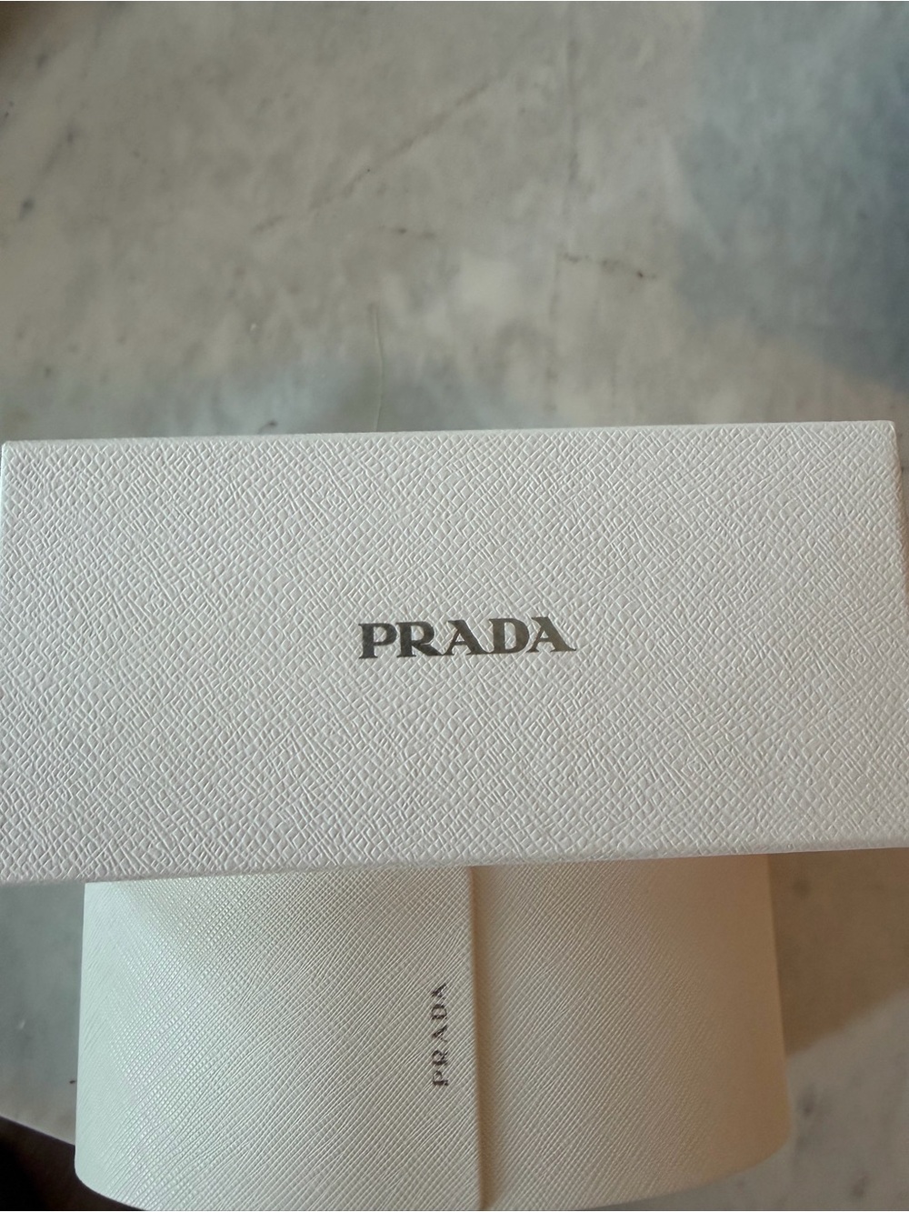 Prada White Textured Sunglasses Box with Silver Logo